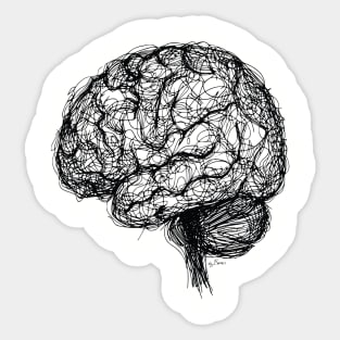 Brain ballpoint pen drawing Sticker